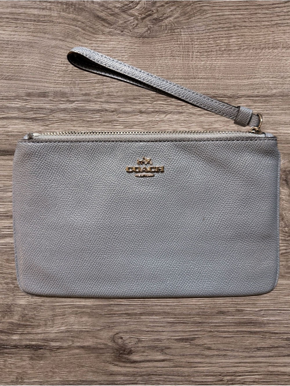 Coach Pebbled Leather Wristlet in Blue